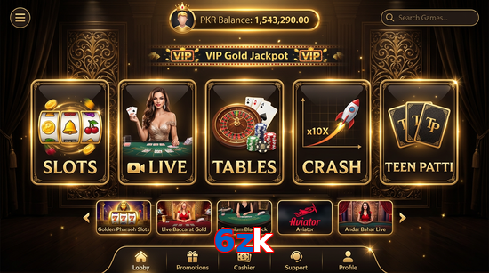 Main screen of 6Zk casino page for PK players